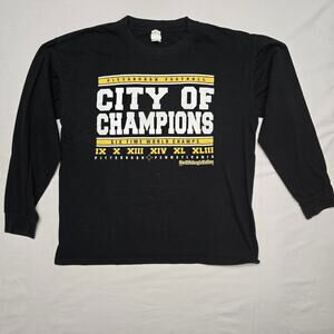 Pittsburgh Steelers Shirt 6X World Champs Large Black Long Sleeve Football Tee